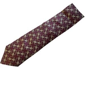 Valentino Men's 100% Silk Handmade Burgundy Diamond Pattern Necktie NWT